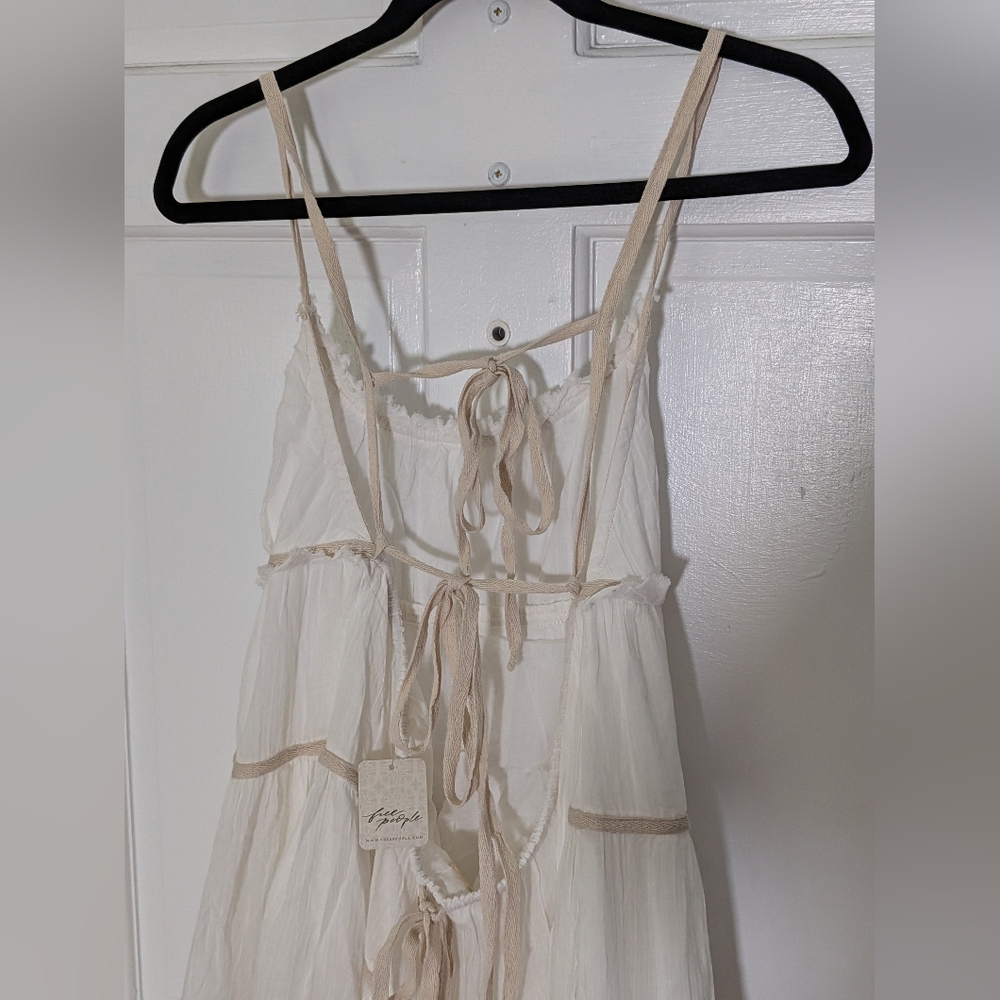 Free People Free-Est Isla Midi Dress Ivory Open Back Adjustable NWT L - Picture 7 of 7